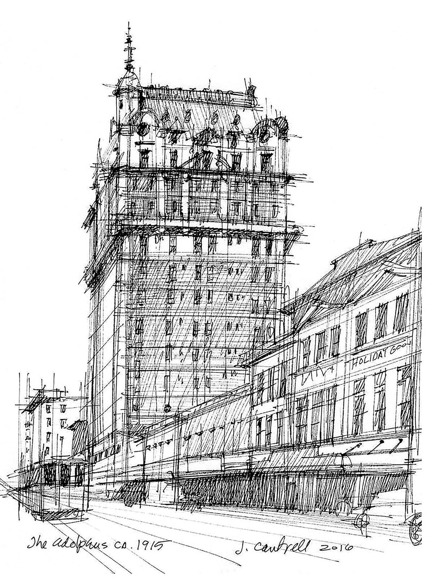 The Adolphus Hotel sketch
