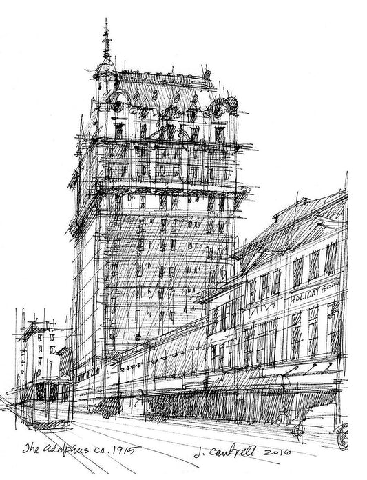 The Adolphus Hotel sketch